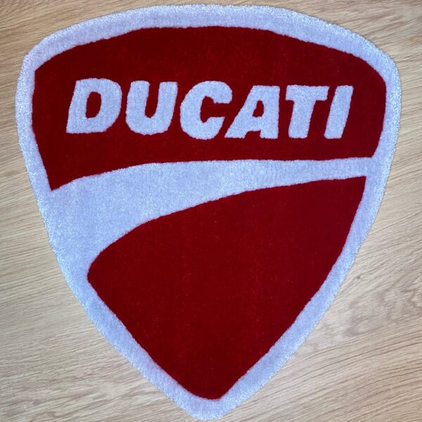 Tapis du logo Ducati rouge et gris en laine